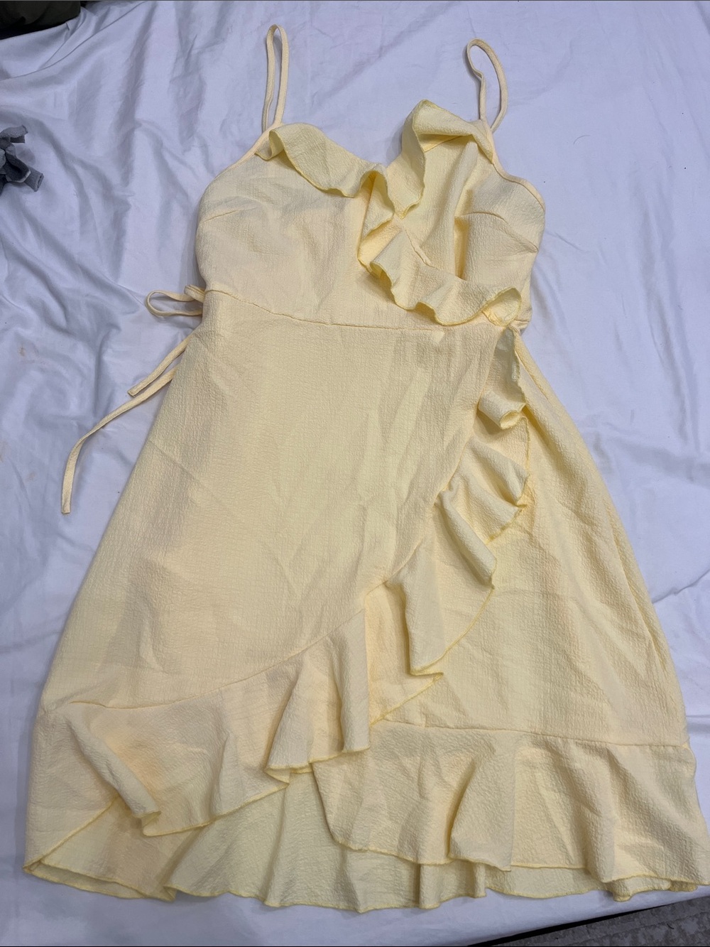 Light Yellow Ruffle Wrap Sundress, new